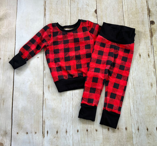 1-3y GWM Red Buffalo Plaid lounge set