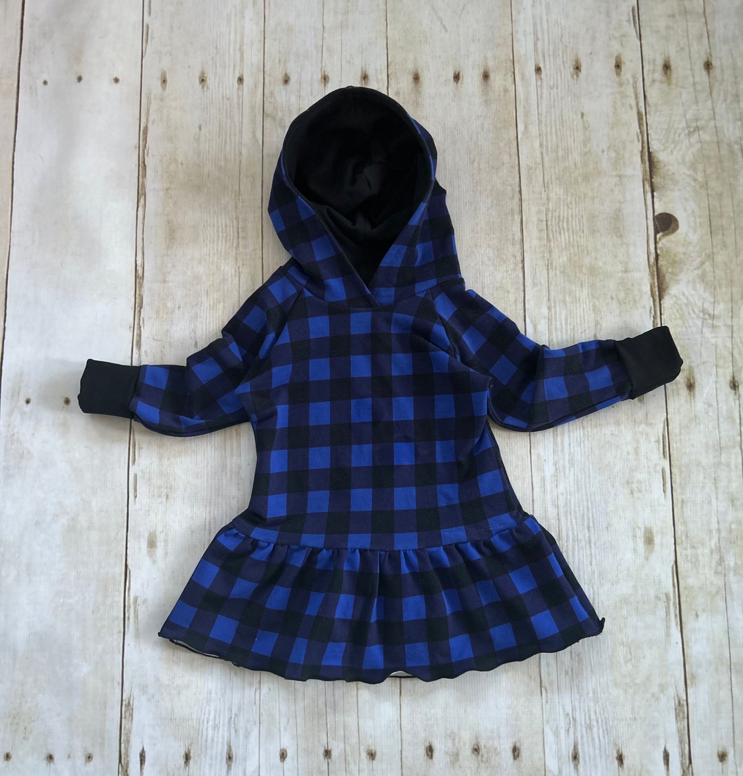 1-3y GWM Blue Buffalo Plaid Hooded Peplum