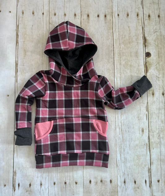 3-6y GWM Pink Buffalo Plaid Hoodie