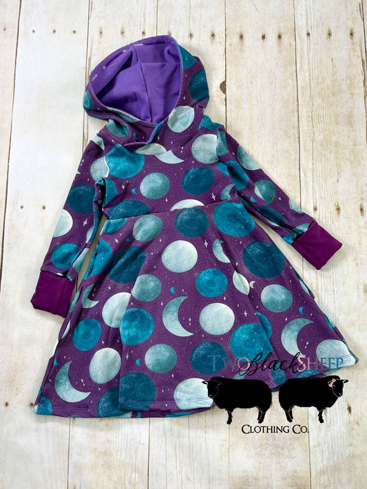 OOAK 3-6y GWM Purple Moon Hooded Dress