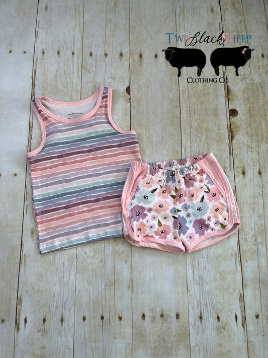 4t Stripes Tank and matching floral track shorts