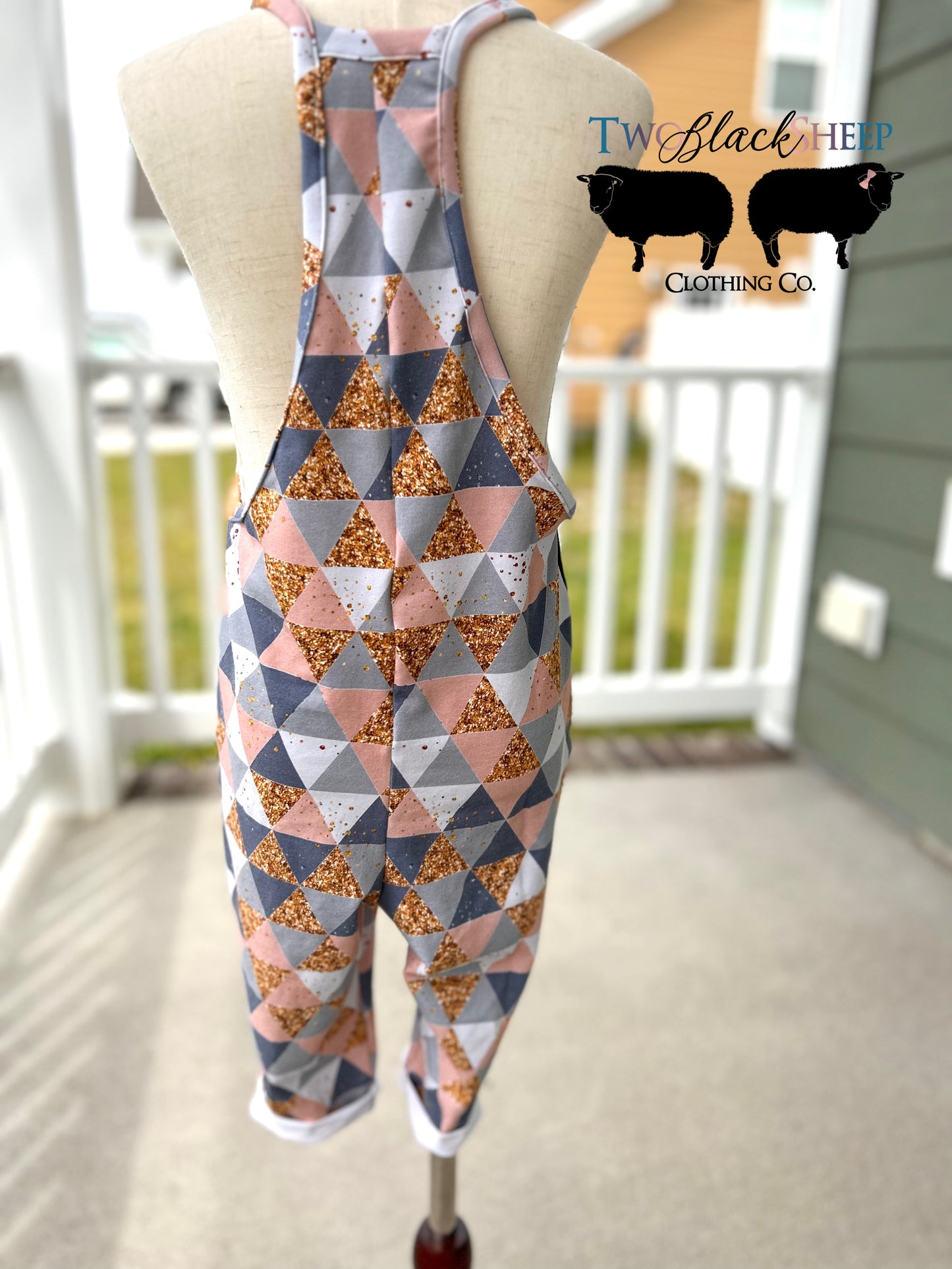 OOAK 6 Geometric Pink and Gold Elliot Romper