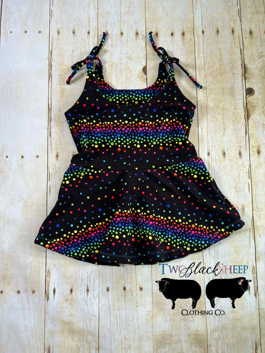 Adult Medium Brielle Rainbow Dots Peplum