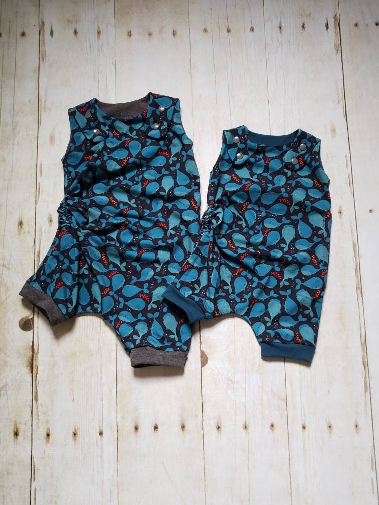 Whale Grow with Me Short Romper