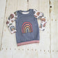 12m-3 years OOAK Burlap Rainbow Grow with Me Tunic