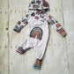 3-12 months Hooded Rainbow Grow with Me Baby Romper
