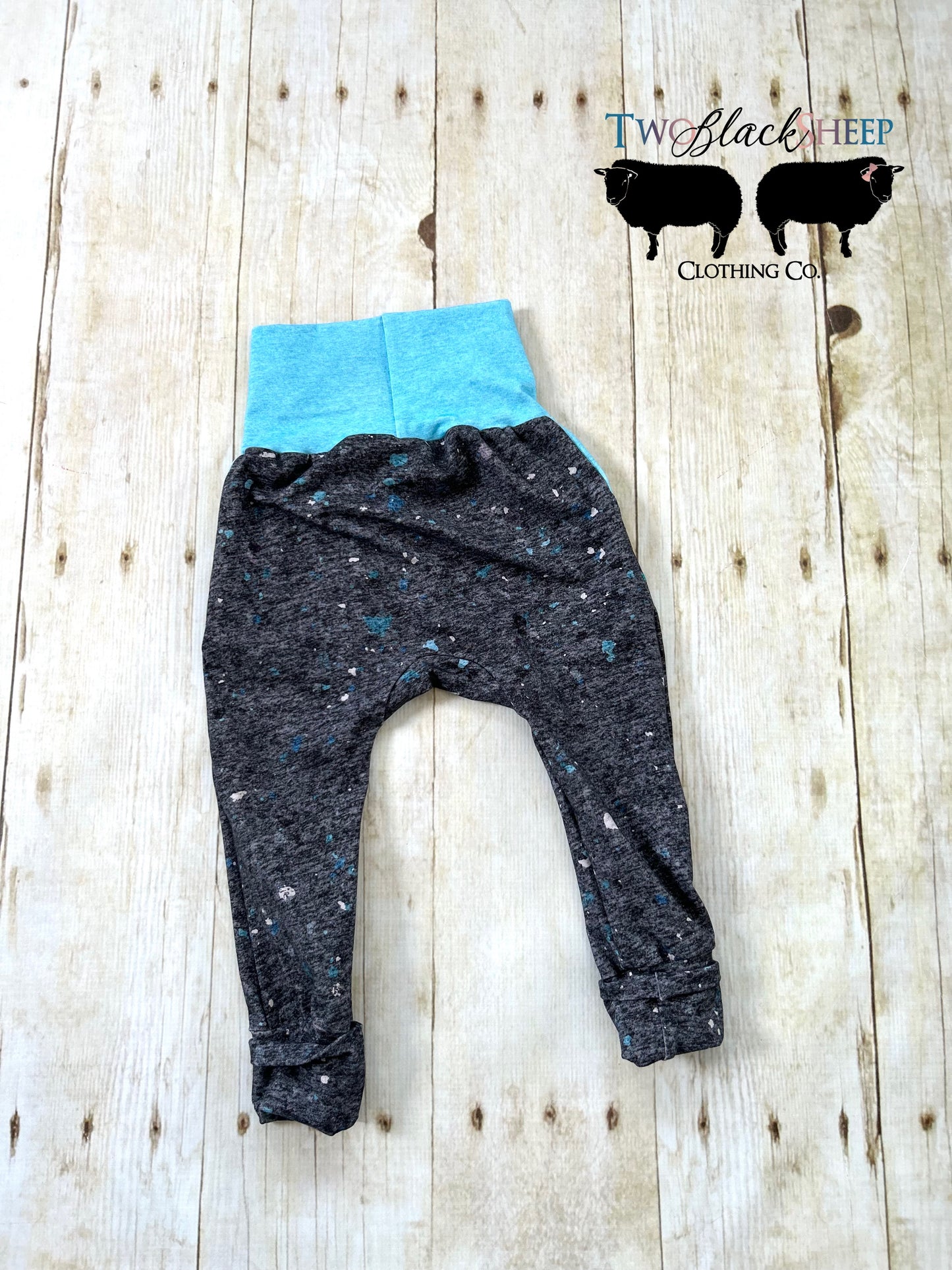 1-3y GWM Black w/Blue Splotch Drop-crotch Style Pants