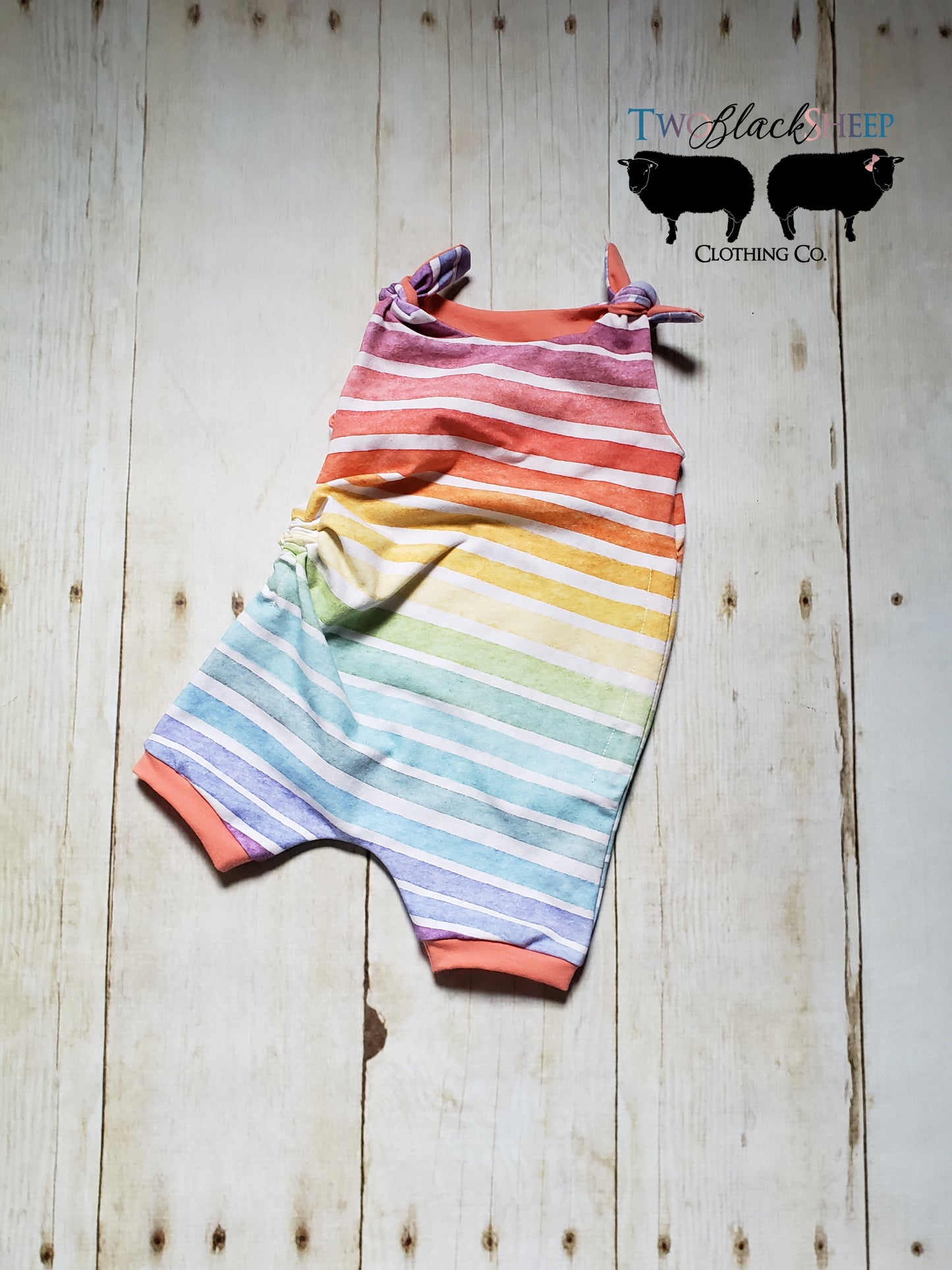 3-12 months Grow with Me Rainbow Romper with Tie straps