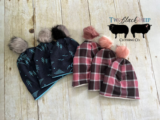 Slouchy Beanies with Removable Poms