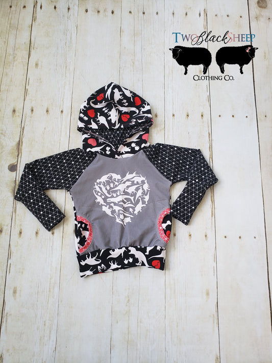 12m- 3 years Dino Heart Grow with Me Hooded Raglan