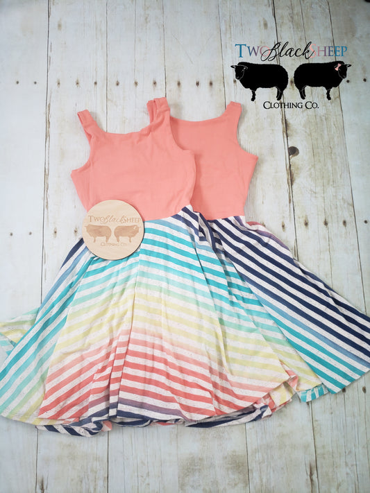 Rainbow Stripes Grow with Me Summer Dress