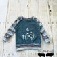 3-6y GWM Blue Mountain Raglan with Striped Sleeves