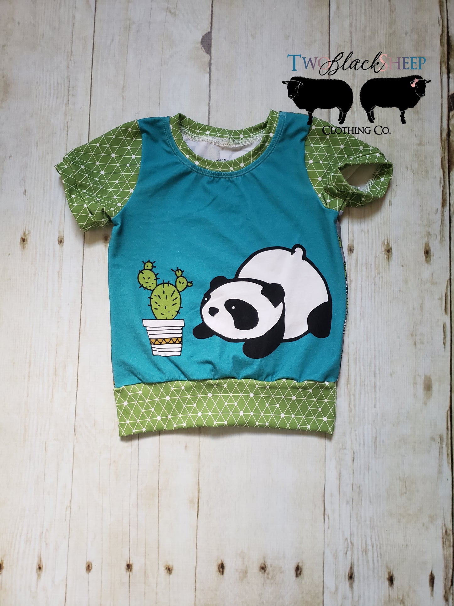 1-3y Panda and Cactus Grow with Me Banded Shirt