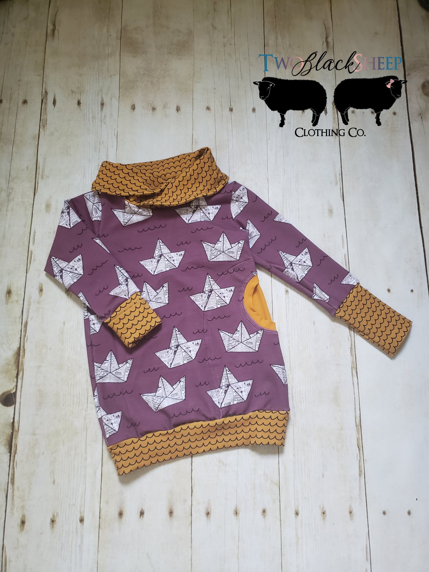 3-6 years Paper Boats Cowl neck Grow with Me Tunic