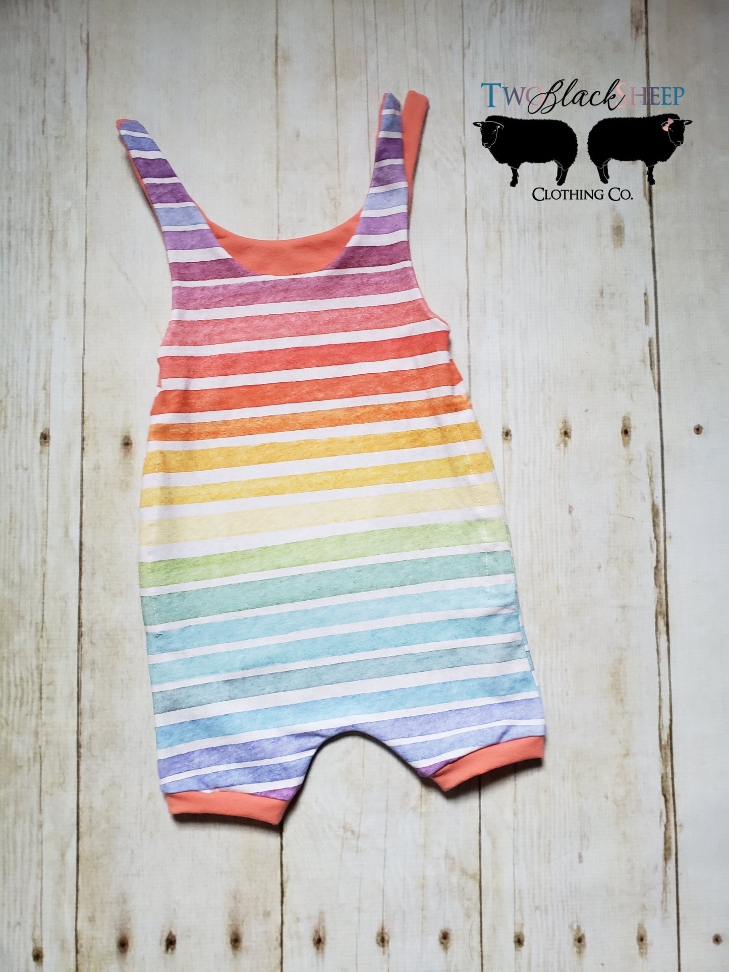 3-12 months Grow with Me Rainbow Romper with Tie straps