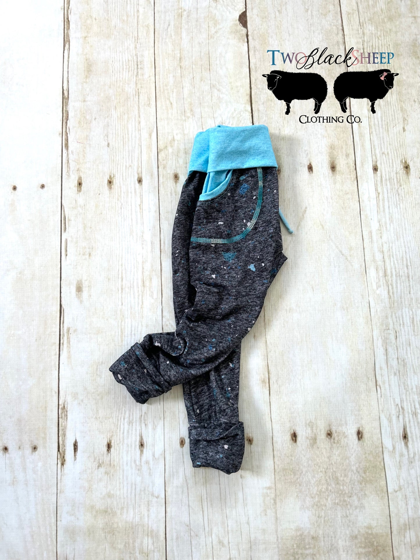 1-3y GWM Black w/Blue Splotch Drop-crotch Style Pants